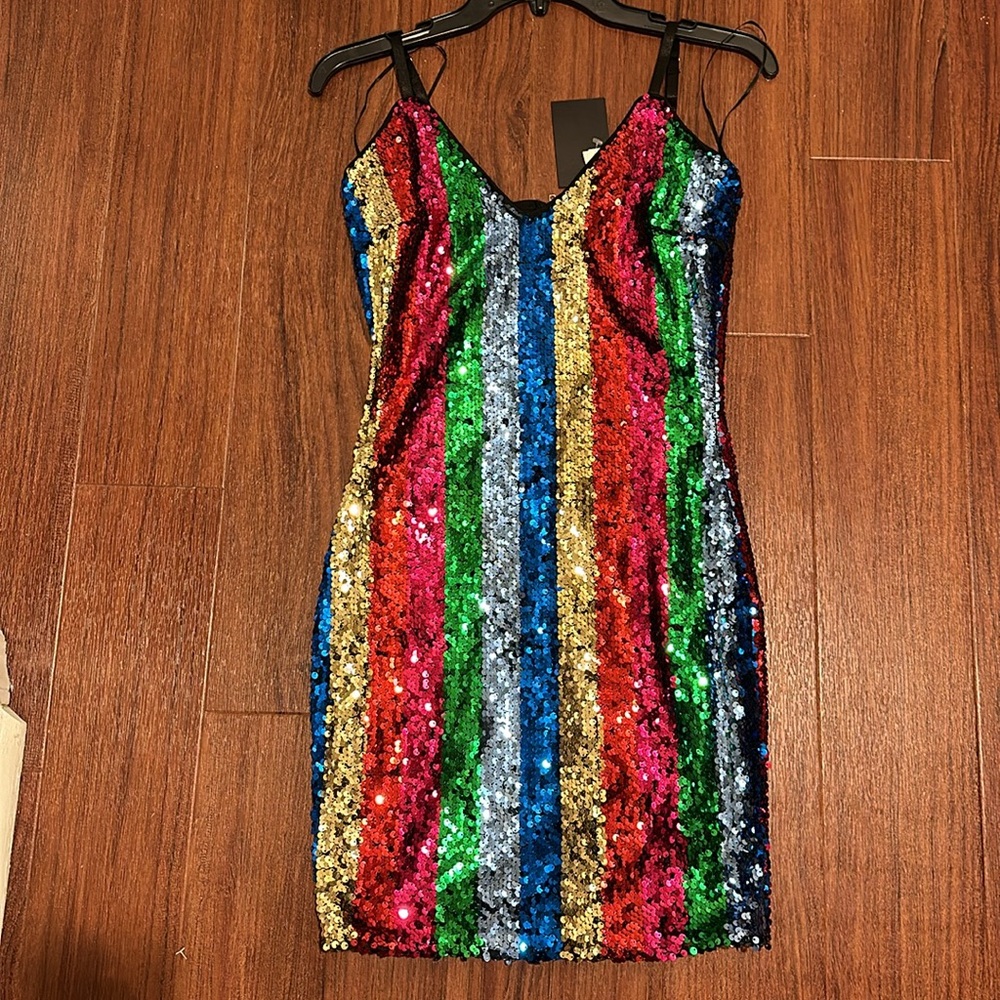 BNWT S multicolored sequin dress